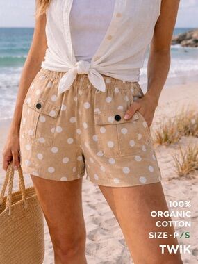 Simons Beige Polka Dot Cotton Shorts